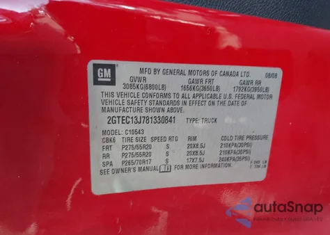 2008 GMC Sierra 1500 Slt z USA, uszkodzony, nr VIN 2GTEC13J781330841